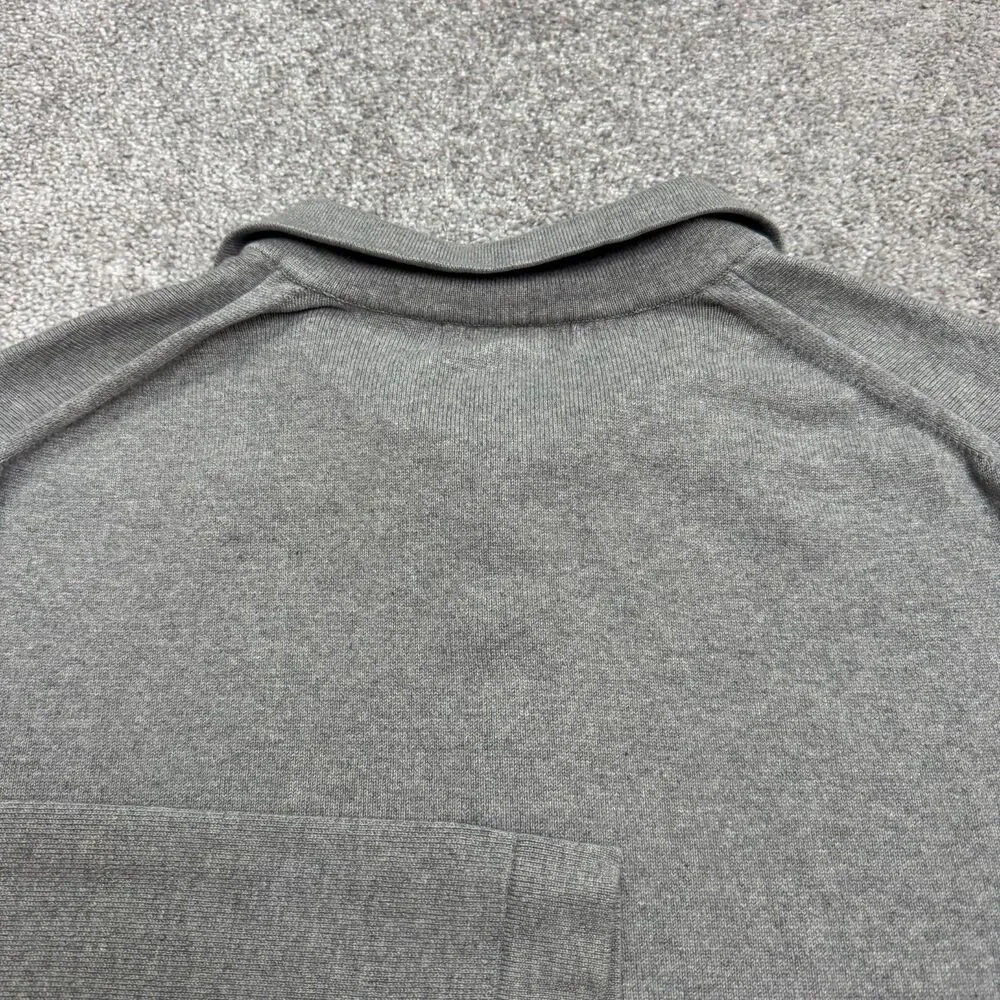 Banana Republic Silk Cashmere Pullover Polo Sweater Mens XL Gray Elbowm Patches